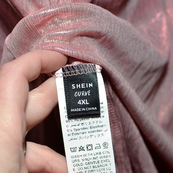 New Plus Size 4X Shein Champagne Blush Pink Slinky Sparkle Metallic Tank Top - Picture 8 of 10